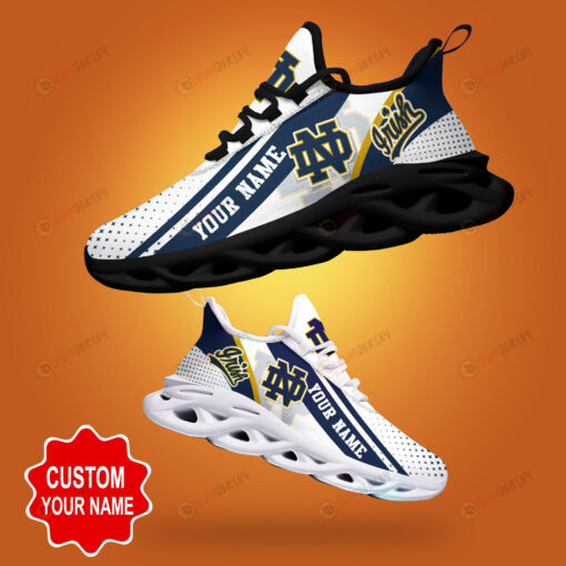 Notre Dame Fighting Irish Shadow Logo Polka Dot Pattern Custom Name 3D Max Soul Sneaker Shoes