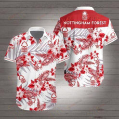 Nottingham Forest Short Sleeve Curved Hawaiian Shirt On White Red