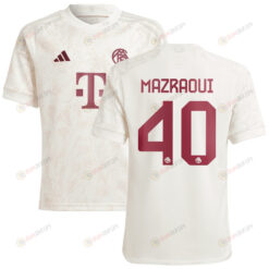 Noussair Mazraoui 40 Bayern Munich 2023/24 Third Youth Jersey - White