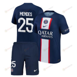 Nuno Mendes 25 Paris Saint-Germain Home Kit 2022-23 Men Jersey - Blue