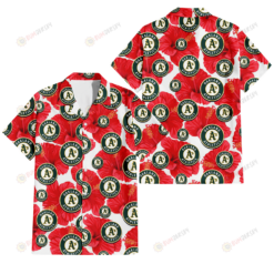 Oakland Athletics Big Red Hibiscus White Background 3D Hawaiian Shirt