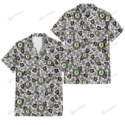 Oakland Athletics Black And White Hibiscus Leaf White Background 3D Hawaiian Shirt
