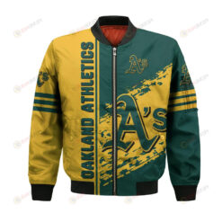 Oakland Athletics Bomber Jacket 3D Printed Logo Pattern In Team Colours