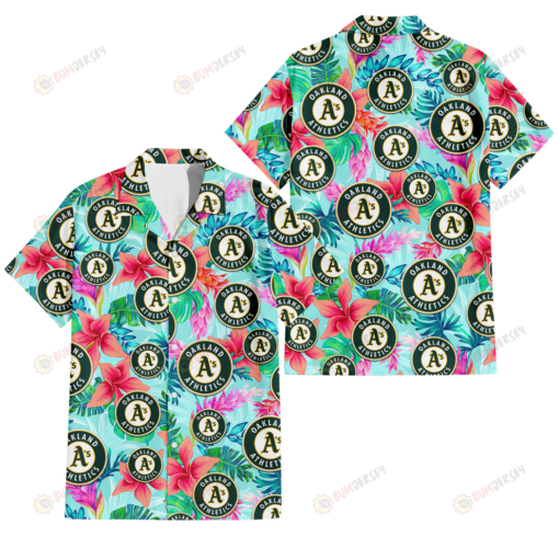 Oakland Athletics Coral Porcelain Flower Violet Orchid Light Blue Background 3D Hawaiian Shirt