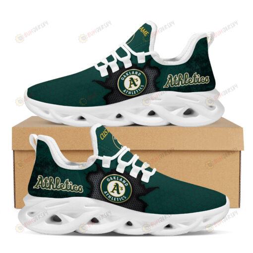 Oakland Athletics Cracked Design Pattern Custom Name 3D Max Soul Sneaker Shoes