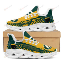 Oakland Athletics Logo Helmet And Stripe Pattern Custom Name 3D Max Soul Sneaker Shoes