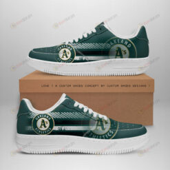 Oakland Athletics Logo Stripe Pattern Air Force 1 Printed In Green