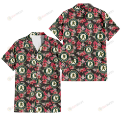 Oakland Athletics Pink Hibiscus Orchid Brown Background 3D Hawaiian Shirt