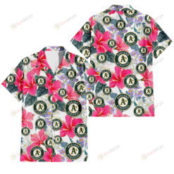 Oakland Athletics Pink Hibiscus White Orchid White Background 3D Hawaiian Shirt