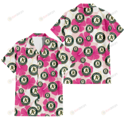 Oakland Athletics Pink White Hibiscus Misty Rose Background 3D Hawaiian Shirt