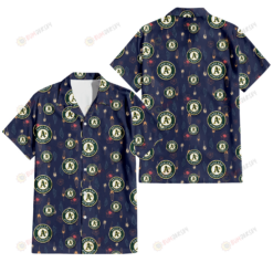 Oakland Athletics Small Hibiscus Buds Navy Background 3D Hawaiian Shirt