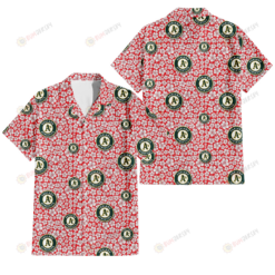 Oakland Athletics Tiny White Hibiscus Pattern Red Background 3D Hawaiian Shirt