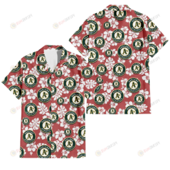 Oakland Athletics White Hibiscus Indian Red Background 3D Hawaiian Shirt