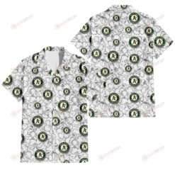 Oakland Athletics White Sketch Hibiscus Pattern White Background 3D Hawaiian Shirt