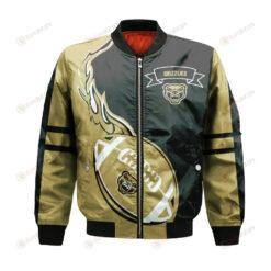 Oakland Golden Grizzlies Bomber Jacket 3D Printed Flame Ball Pattern