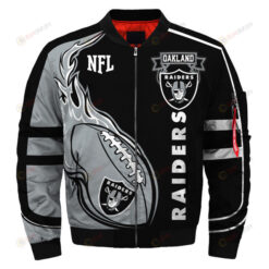 Oakland Raider Logo On Black/Grey Pattern Bomber Jacket