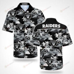Oakland Raiders Hawaiian Shirt Button-Up In Black