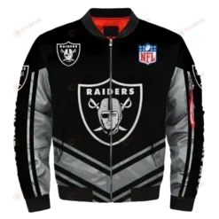 Oakland Raiders Logo Pattern Bomber Jacket - Black And Gray