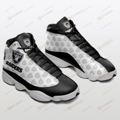 Oakland Raiders Logo Pattern In Black And White Air Jordan 13 Shoes Sneakers