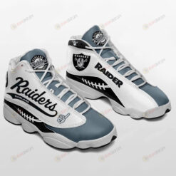 Oakland Raiders Pattern Air Jordan 13 Shoes Sneakers In Blue And White