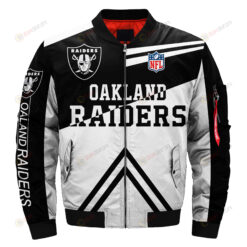 Oakland Raiders Team Logo Pattern Bomber Jacket - Black And White