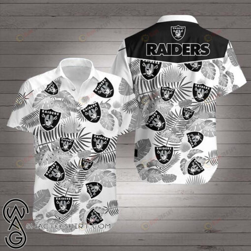 Oakland Raiders Tropical Style Curved Hawaiian Shirt Maria In White