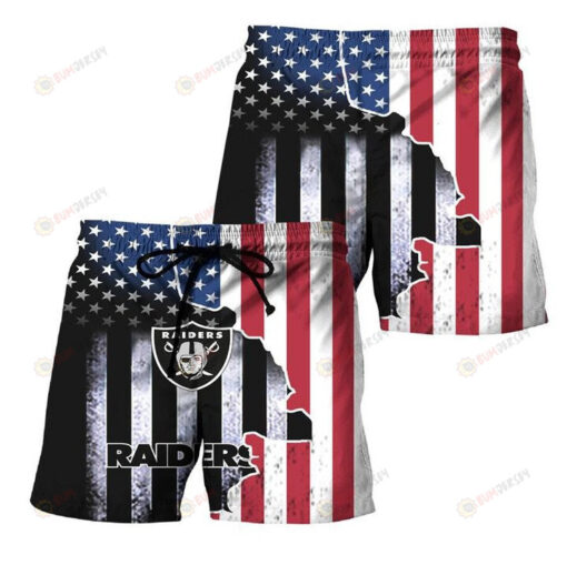 Oakland Raiders US Flag Summer Beach Hawaiian Shorts Summer Shorts Men Shorts - Print Shorts