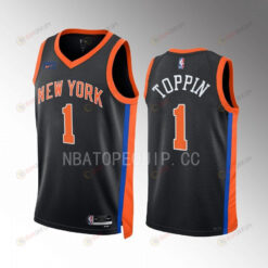 Obi Toppin 1 New York Knicks 2022-23 Black City Edition Jersey Swingman