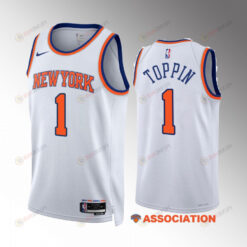 Obi Toppin 1 New York Knicks White Jersey 2022-23 Association Edition Swingman