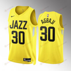 Ochai Agbaji 30 2022-23 Utah Jazz Yellow Icon Edition Jersey Swingman