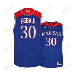 Ochai Agbaji 30 Kansas Jayhawks Basketball Men Jersey - Blue