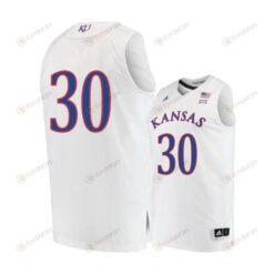 Ochai Agbaji 30 Kansas Jayhawks Basketball Men Jersey - White