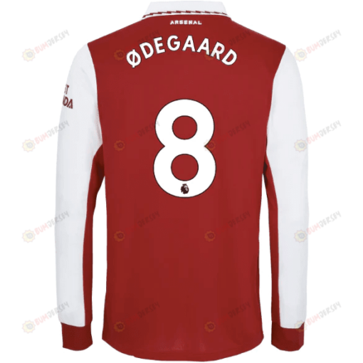 Odegaard 8 Arsenal Long Sleeve Home Jersey 2022-23 - Men Red