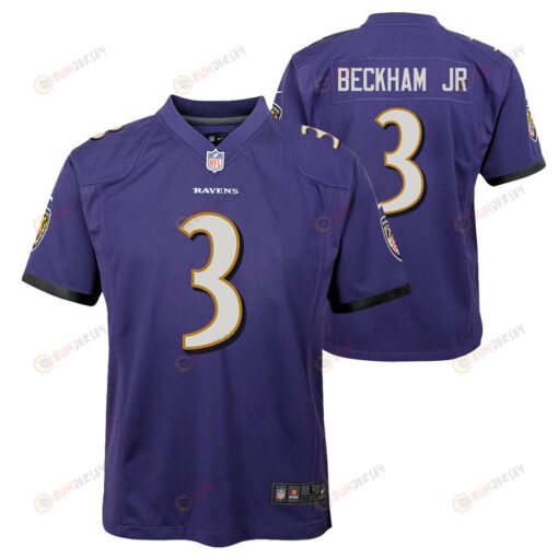 Odell Beckham Jr. 3 Baltimore Ravens Game Youth Jersey - Purple