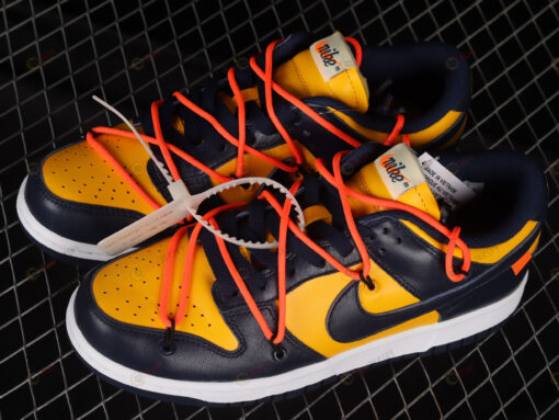 Off-White x Nike Dunk Low University Gold Midnight Navy Shoes Sneakers