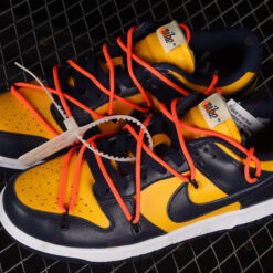 Off-White x Nike Dunk Low University Gold Midnight Navy Shoes Sneakers