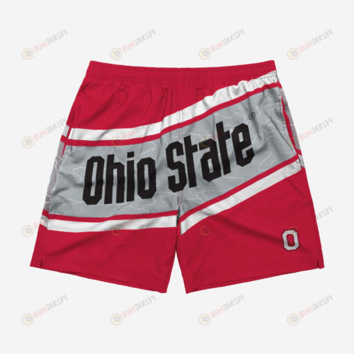 Ohio State Buckeyes Big Wordmark Hawaiian Men Shorts Swim Trunks - Print Shorts