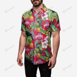 Ohio State Buckeyes Floral Button Up Hawaiian Shirt