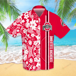 Ohio State Buckeyes Hawaiian Shirt With Floral And Leaves Pattern