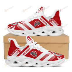 Ohio State Buckeyes Logo Custom Name Pattern 3D Max Soul Sneaker Shoes In White And Red