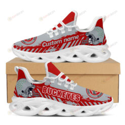 Ohio State Buckeyes Logo Helmet And Stripe Pattern Custom Name 3D Max Soul Sneaker Shoes