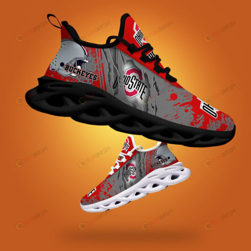 Ohio State Buckeyes Logo Torn And Splatter Pattern 3D Max Soul Sneaker Shoes