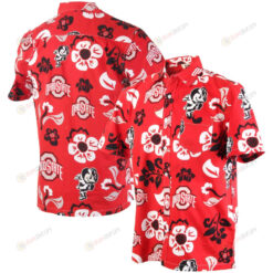 Ohio State Buckeyes Scarlet Floral Button-Up Hawaiian Shirt
