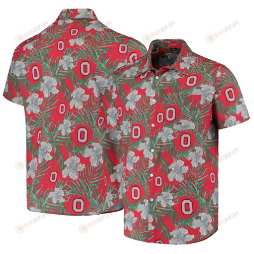 Ohio State Buckeyes Scarlet Floral Button-Up Hawaiian Shirt