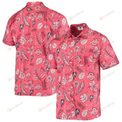 Ohio State Buckeyes Scarlet Vintage Floral Button-Up Hawaiian Shirt
