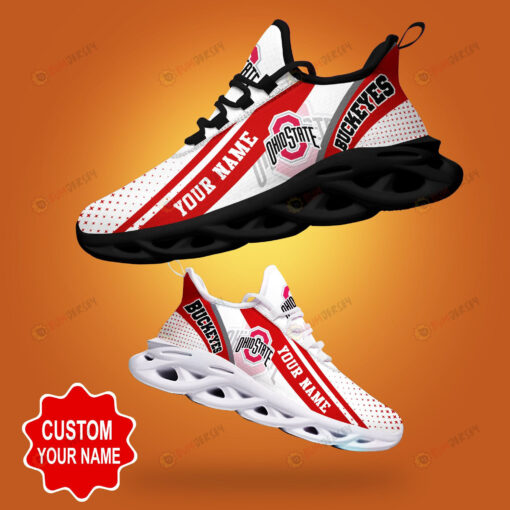 Ohio State Buckeyes Shadow Logo Polka Dot Pattern Custom Name 3D Max Soul Sneaker Shoes