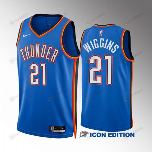 Oklahoma City Thunder 2022-23 Aaron Wiggins 21 Icon Edition Blue Men Jersey Swingman