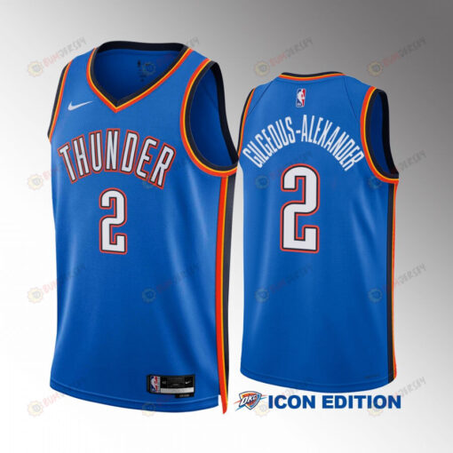 Oklahoma City Thunder 2022-23 Shai Gilgeous-Alexander 2 Icon Edition Blue Men Jersey Swingman