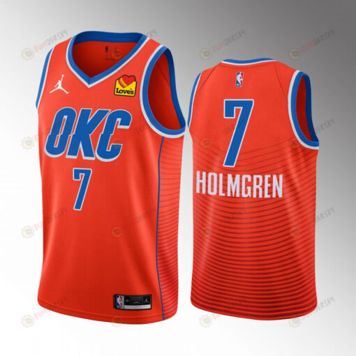 Oklahoma City Thunder Chet Holmgren 7 2022-23 Statement Edition Orange Jersey Swingman