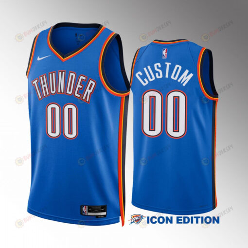 Oklahoma City Thunder Custom 00 2022-23 Icon Edition Blue Men Jersey Swingman